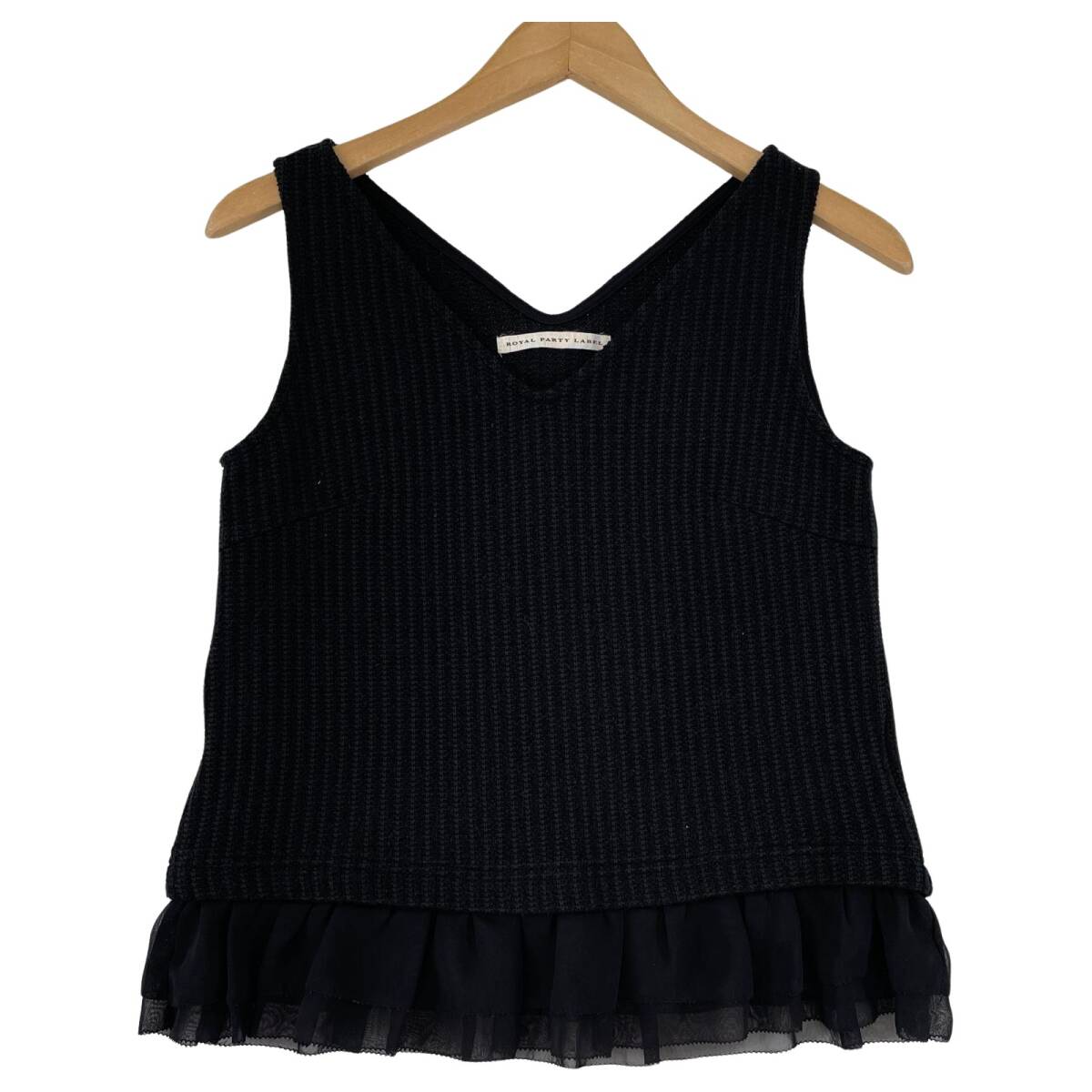 ROYAL PARTY LABEL ロイヤル パーティー レーベル ノースリーブ ニット 切替 カットソー sizeF/ブラック拍卖