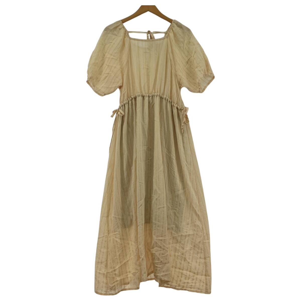 archives アルシーヴ ストライプ バックオープン ワンピース sizeM/ベージュ拍卖