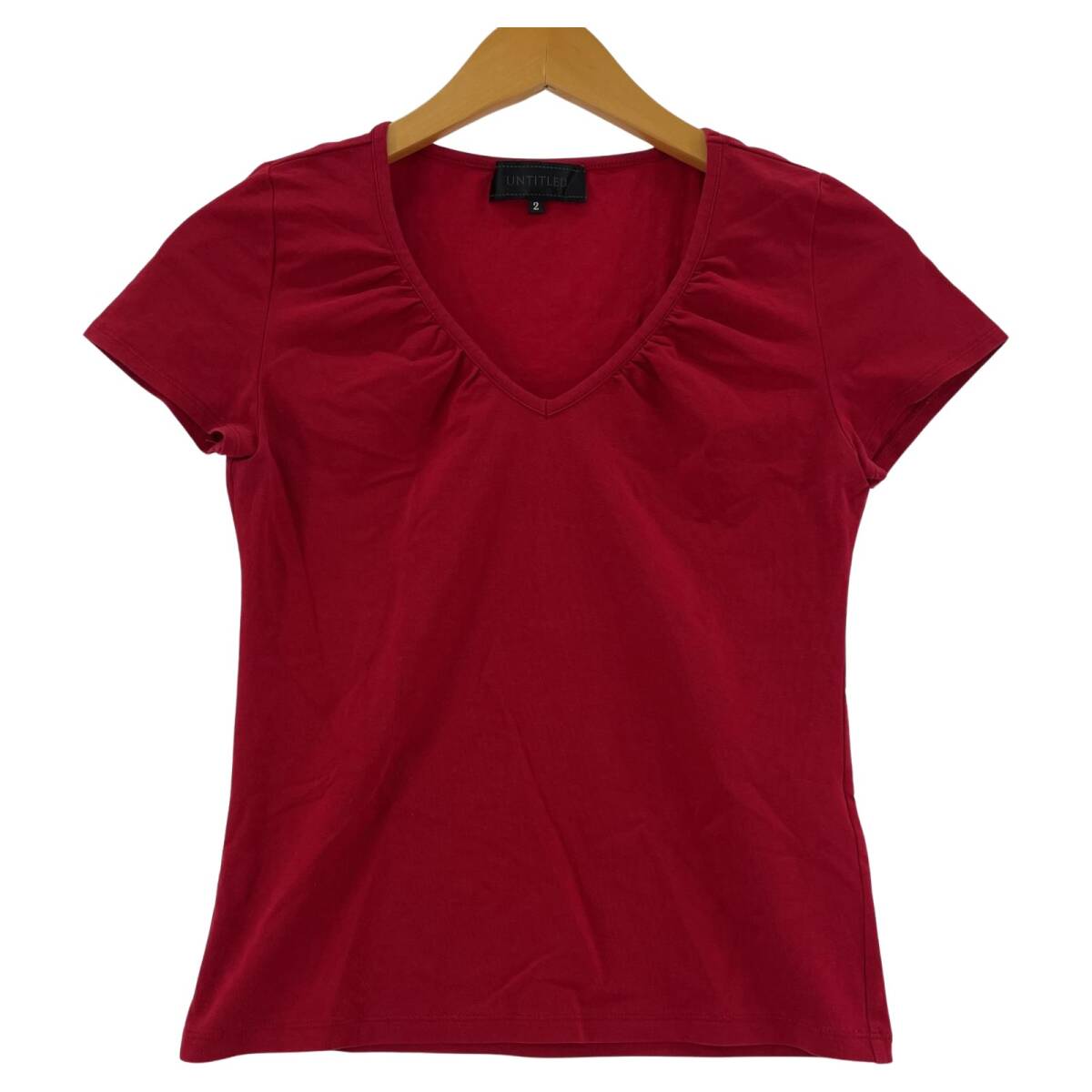 UNTITLED アンタイトル Vネック 半袖Tシャツ size2/レッド ゆうパケットOK拍卖