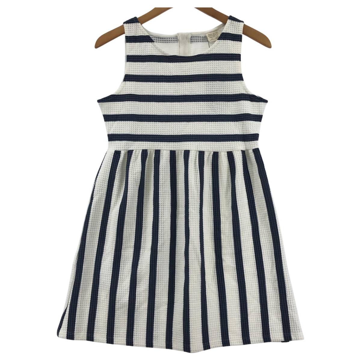 ZARA ザラ タグ付き ボーダー×ストライプ ワンピース size 164/ホワイト×ネイビー拍卖