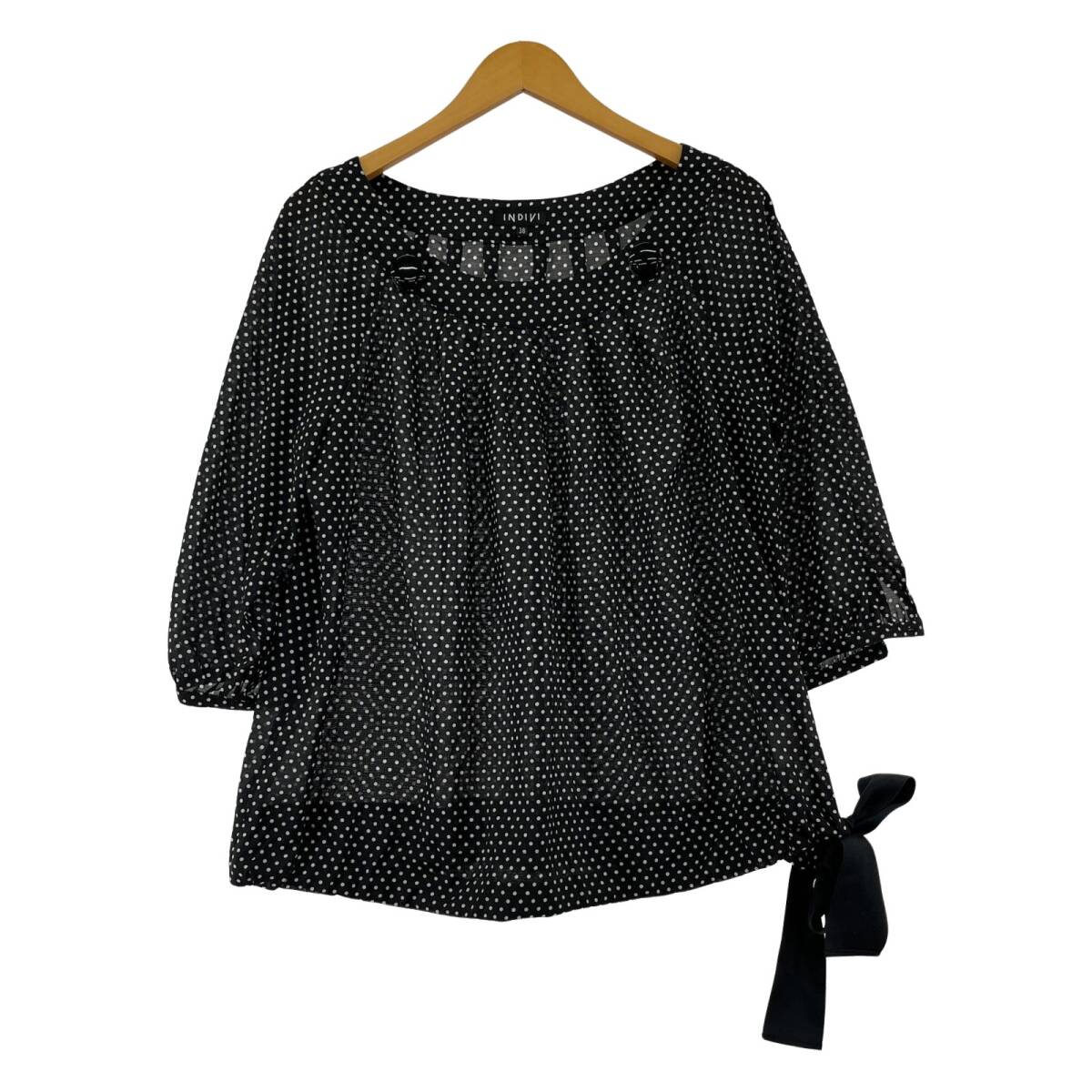 INDIVI インディヴィ ドット ブラウス size38/ブラック×ホワイト ゆうパケットOK拍卖