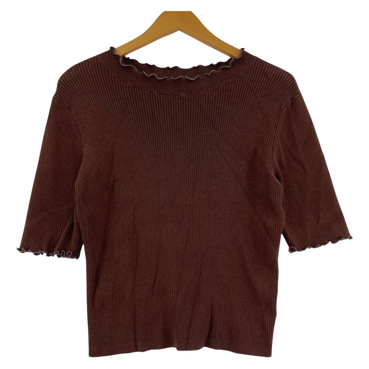 MISCH MASCH ミッシュマッシュ 半袖 リブニット カットソー sizeM/ブラウン拍卖