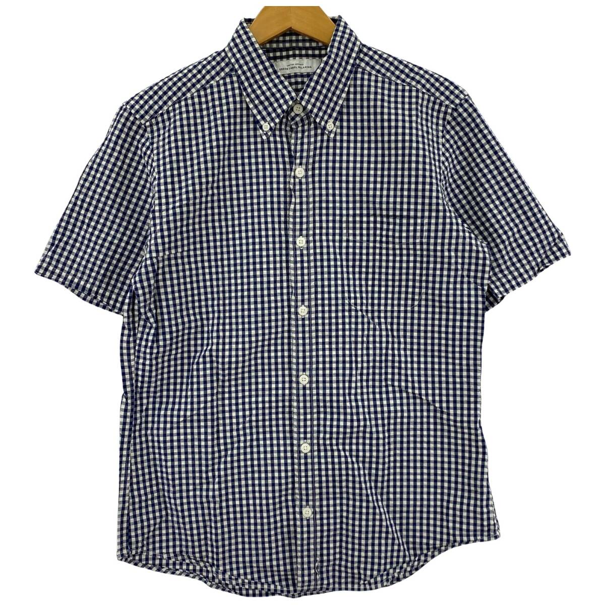 green label relaxing グリーンレーベルリラクシング ユナイテッドアローズ チェック 半袖シャツ sizeM/ネイビー×ホワイト拍卖