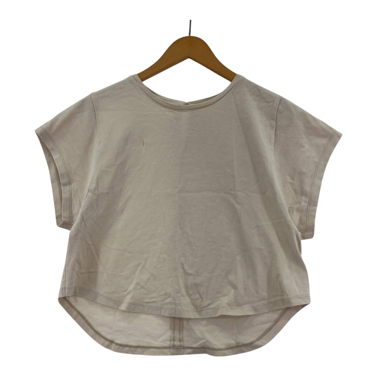 SHIPS シップス バックオープン ラウンドヘム カットソー sizeS/ベージュ ゆうパケットOK拍卖