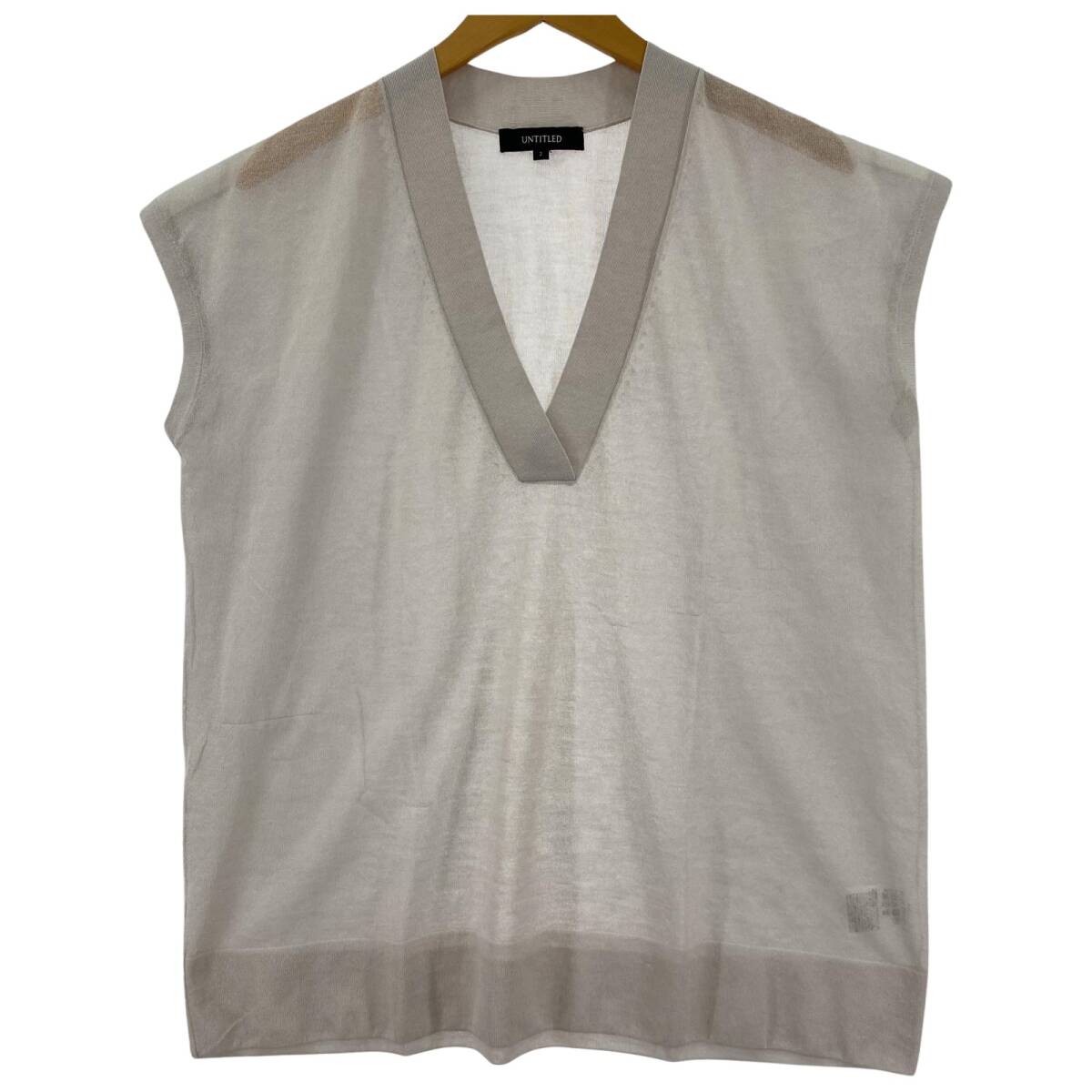 UNTITLED アンタイトル Vネック シアー ノースリーブ カットソー size2/ライトベージュ ゆうパケットOK拍卖
