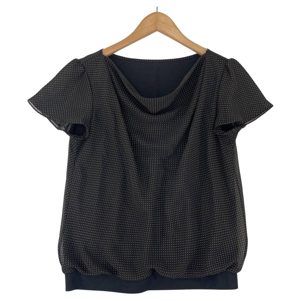 Reflect リフレクト ドット フレアスリーブ ブラウス size9/ブラック×ブラウン ゆうパケットOK拍卖
