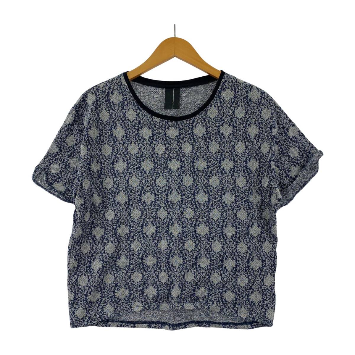 nitca ニトカ クルーネック サマーニット カットソー sizeF/グレー×ネイビー×シルバー ゆうパケットOK拍卖