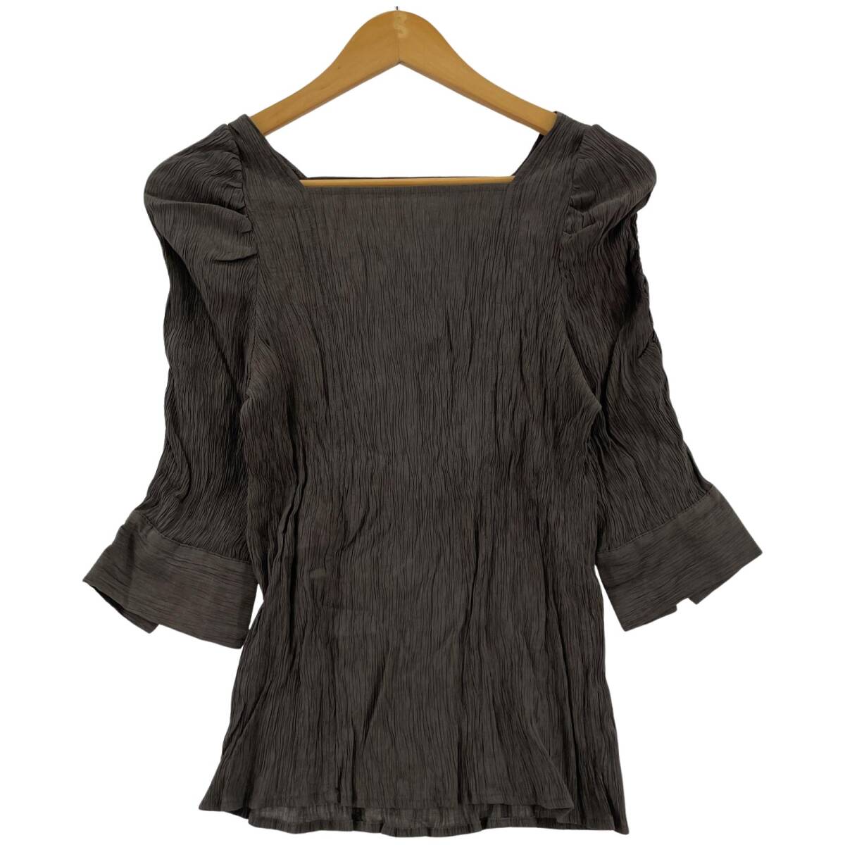 AND SEARCH アンドサーチ スクエアネック 七分袖 カットソー sizeM/ダークグレー ゆうパケットOK拍卖