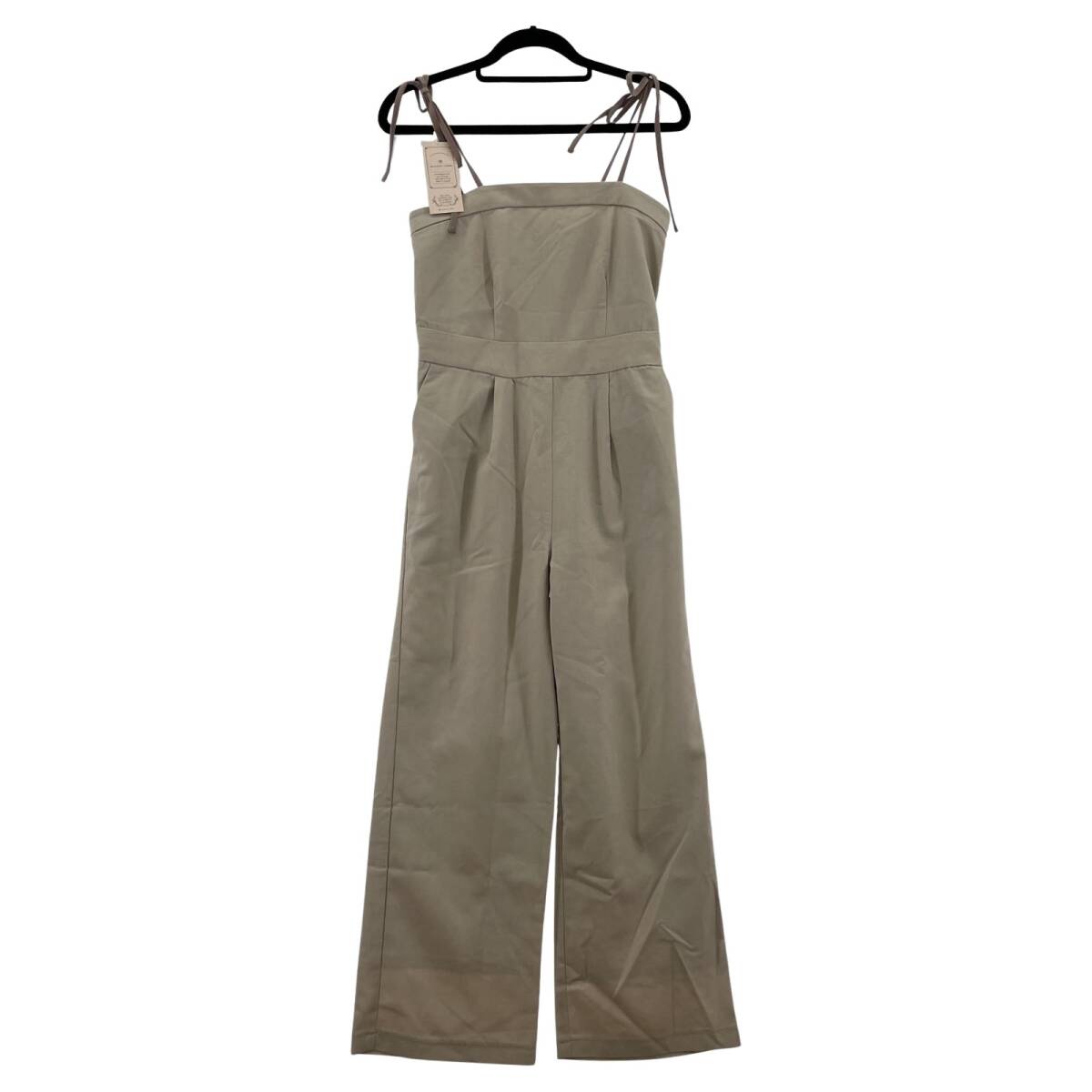 美品 MAJESTIC LEGON マジェスティックレゴン タグ付き ショルダーリボン サロペット sizeS/グレージュ拍卖