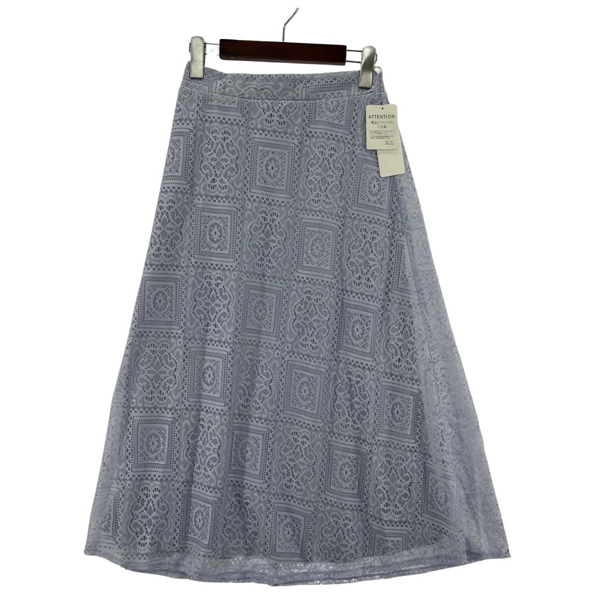 美品 ITS' DEMO イッツデモ タグ付き レース Aライン スカート sizeF/ライトブルー拍卖