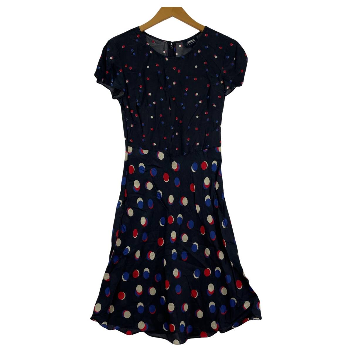 ARMANI JEANS アルマーニジーンズ ドット Aライン ワンピース size38/ネイビー ゆうパケットOK拍卖