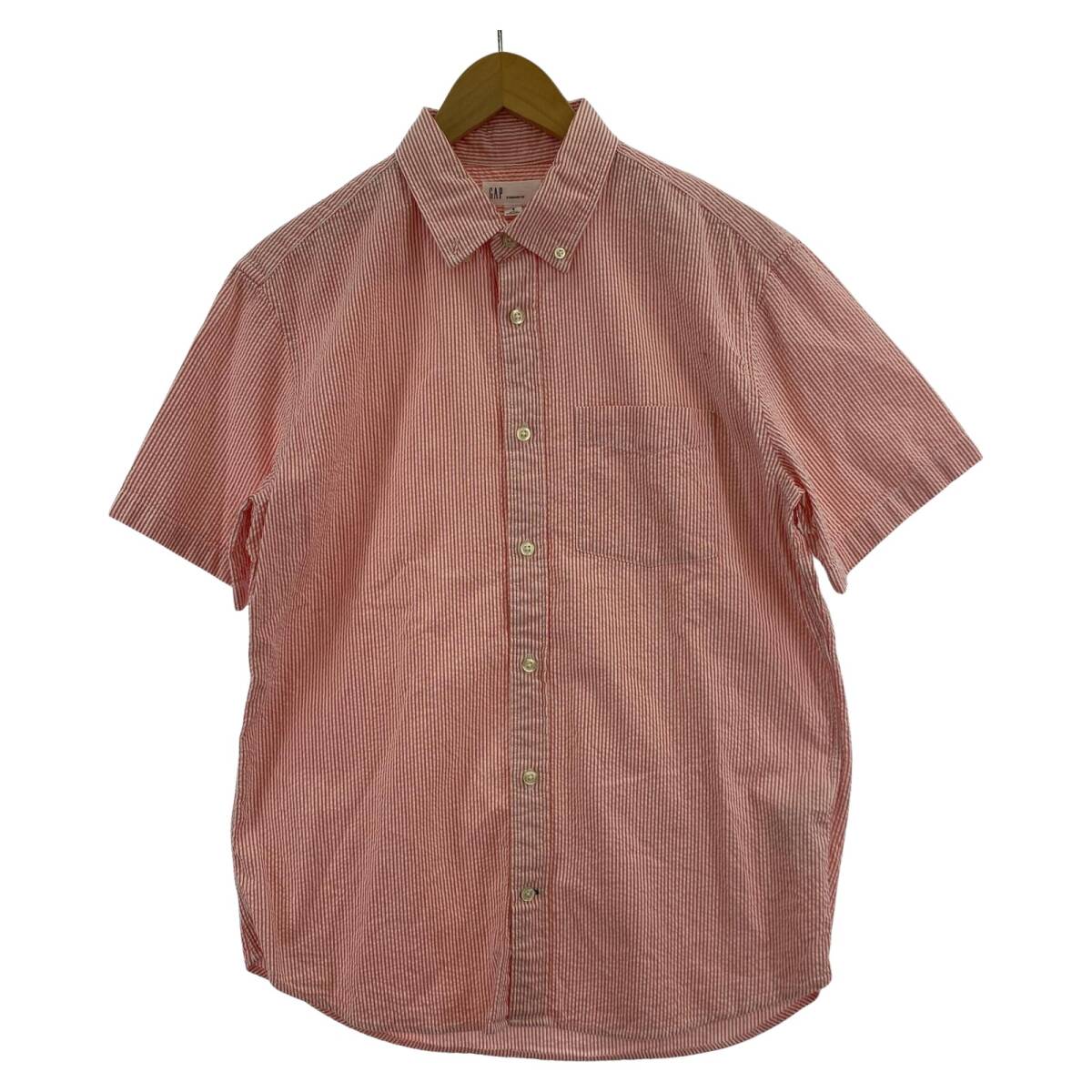 GAP ギャップ 00s シアサッカーストライプ 半袖シャツ sizeS/ピンク拍卖