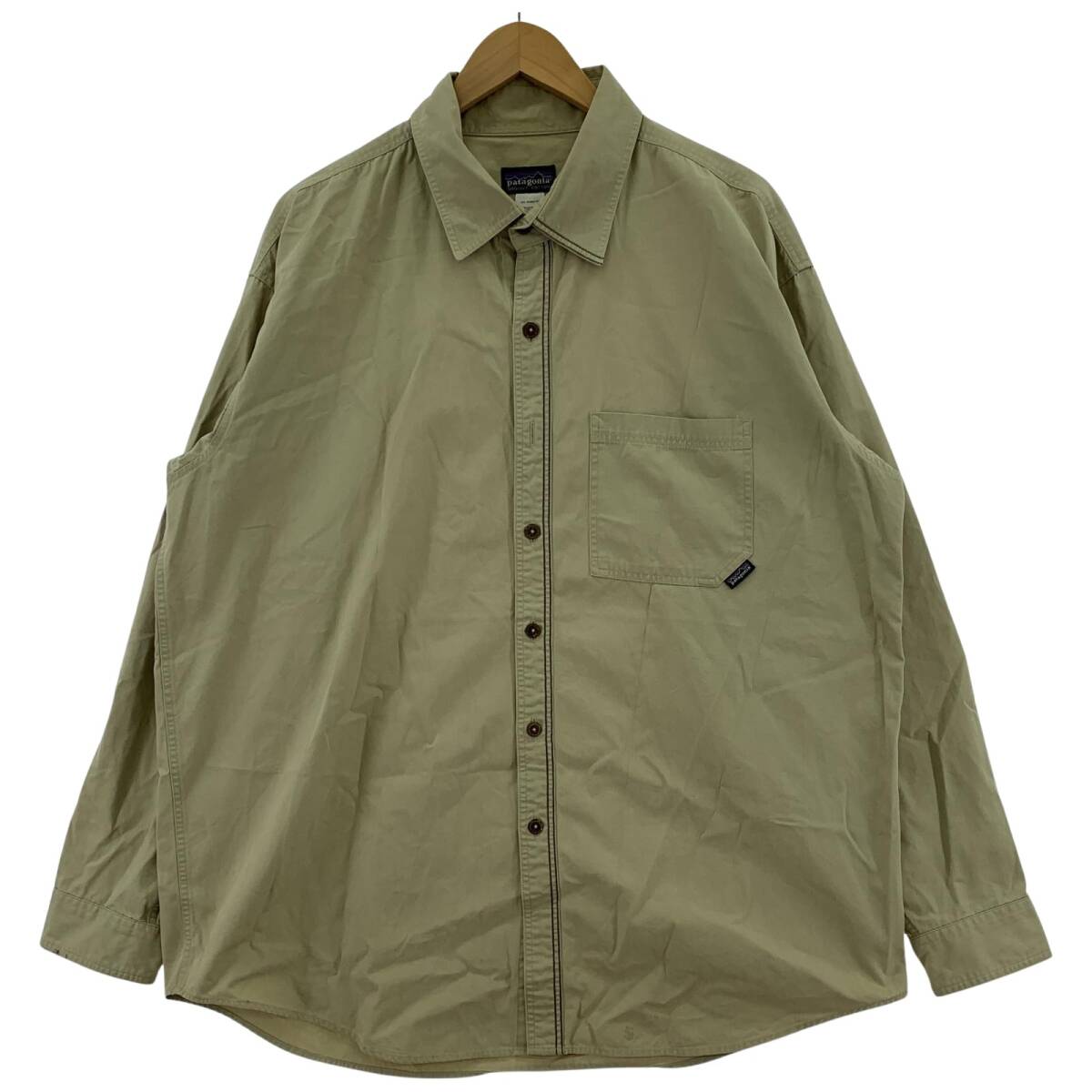 patagonia パタゴニア オーガニックコットン 長袖シャツ sizeL/ベージュ拍卖
