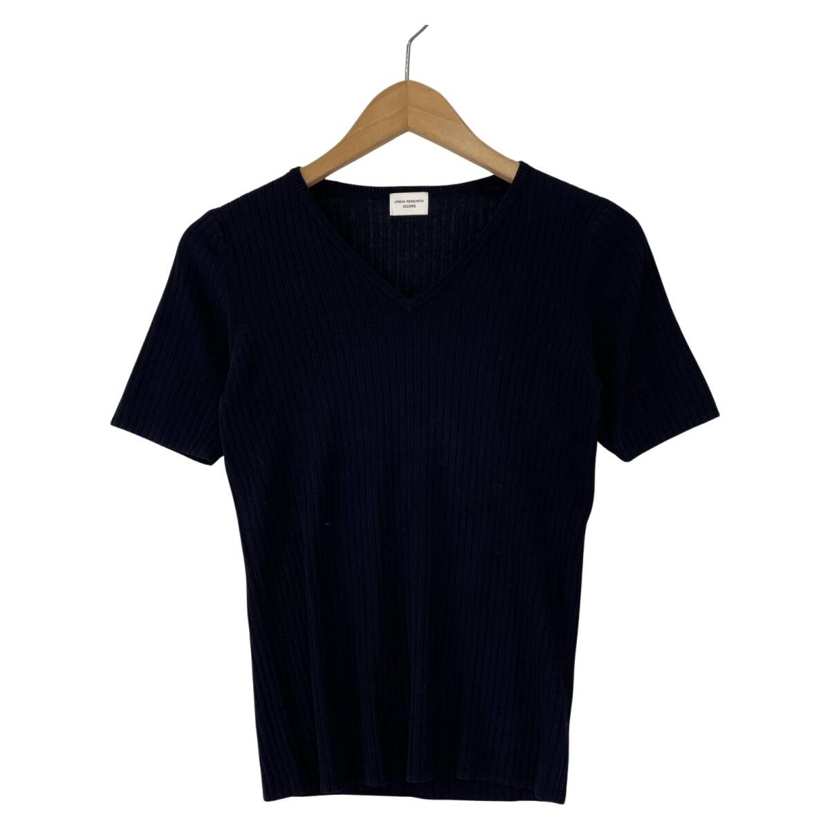 URBAN RESEARCH DOORS アーバンリサーチドアーズ ネック リブ ニット sizeOne/ネイビー ゆうパケットOK拍卖