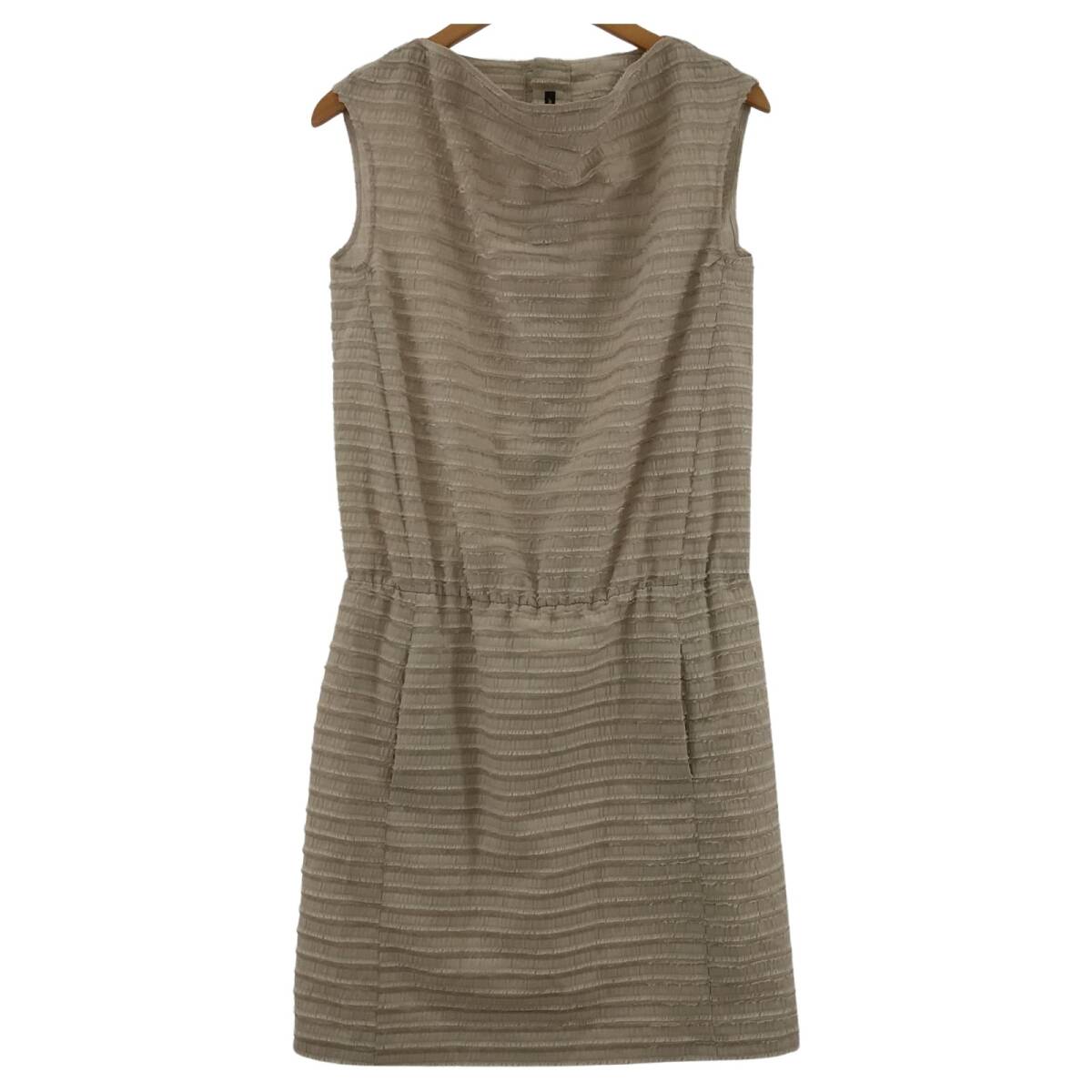 Merceria Dressterior メルチェリアドレステリア ボーダー フリンジ ノースリーブ ワンピース size36/ベージュ ゆうパケットOK拍卖