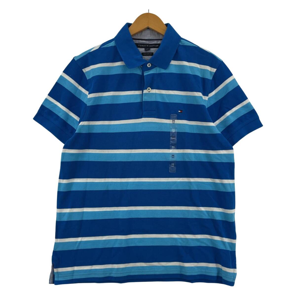 TOMMY HILFIGER トミーヒルフィガー ボーダー ポロシャツ sizeM/ブルー拍卖