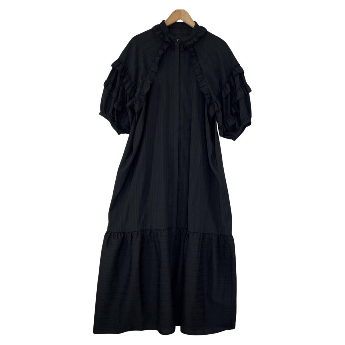 KBF ケイ・ビイ・エフ フリル ワンピース sizeONE/ブラック拍卖