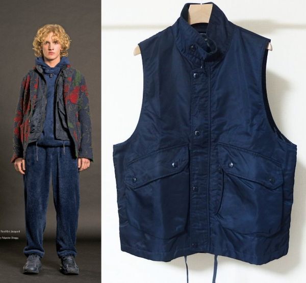 Engineered Garments エンジニアードガーメンツ Field Vest Flight Satin Nylon フィールド ベスト M 紺拍卖