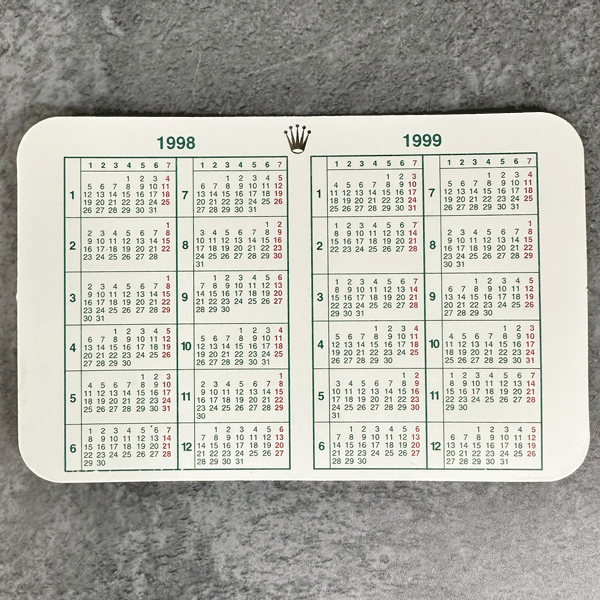 【未使用・長期保管品】 ROLEX/ロレックス 純正付属品 カード型カレンダー 1998-1999拍卖