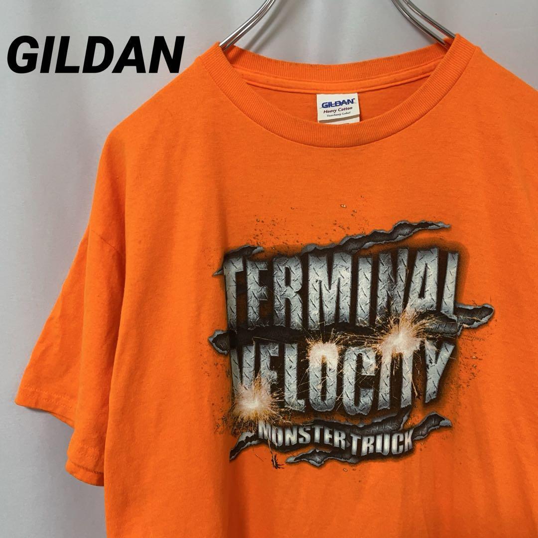N-4650 GILDAN ギルダン アメリカ古着 トラック プリント Tシャツ XL ユースサイズ拍卖