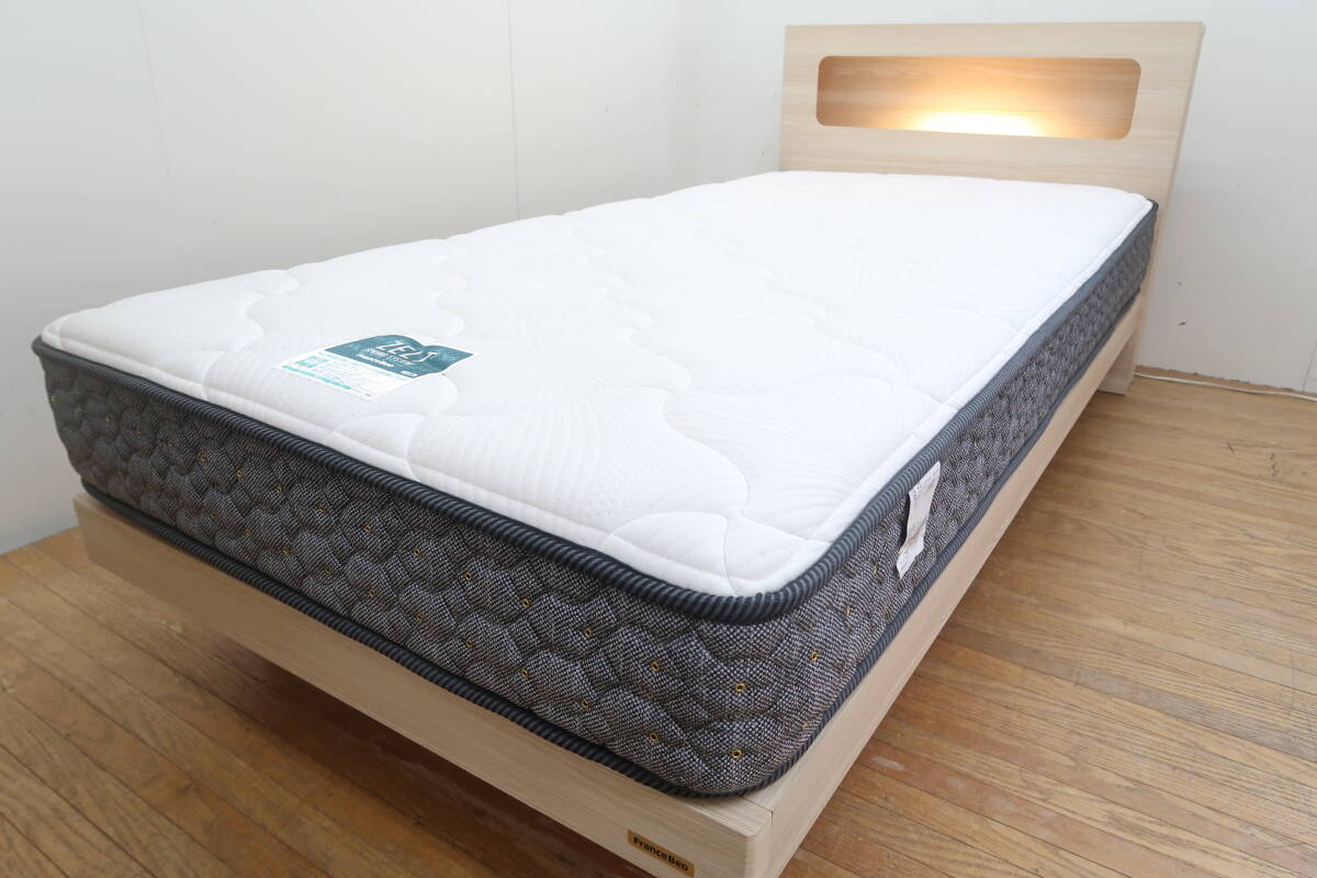 展示/フランスベッド/ゼルトスプリング/LED照明/高級モダン/シングルベッド拍卖