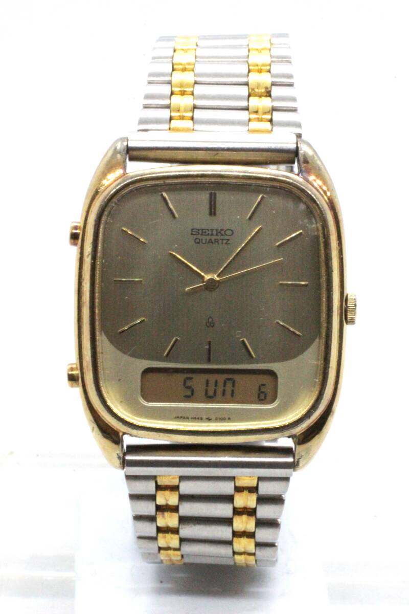 【SEIKO】H449-5100 デジアナ QUARTZ SGP ST.STEEL BACK JAPAN-A 中古品時計 電池交換済み 25.7.13 拍卖