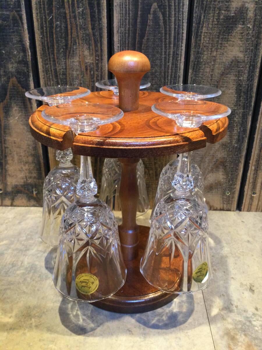 新品・未使用 希少 フランス製 GENUINE LEAD CRYSTAL ブルターニュ ワイングラス5点台付きセット CRYSTAL クリスタルガラス拍卖