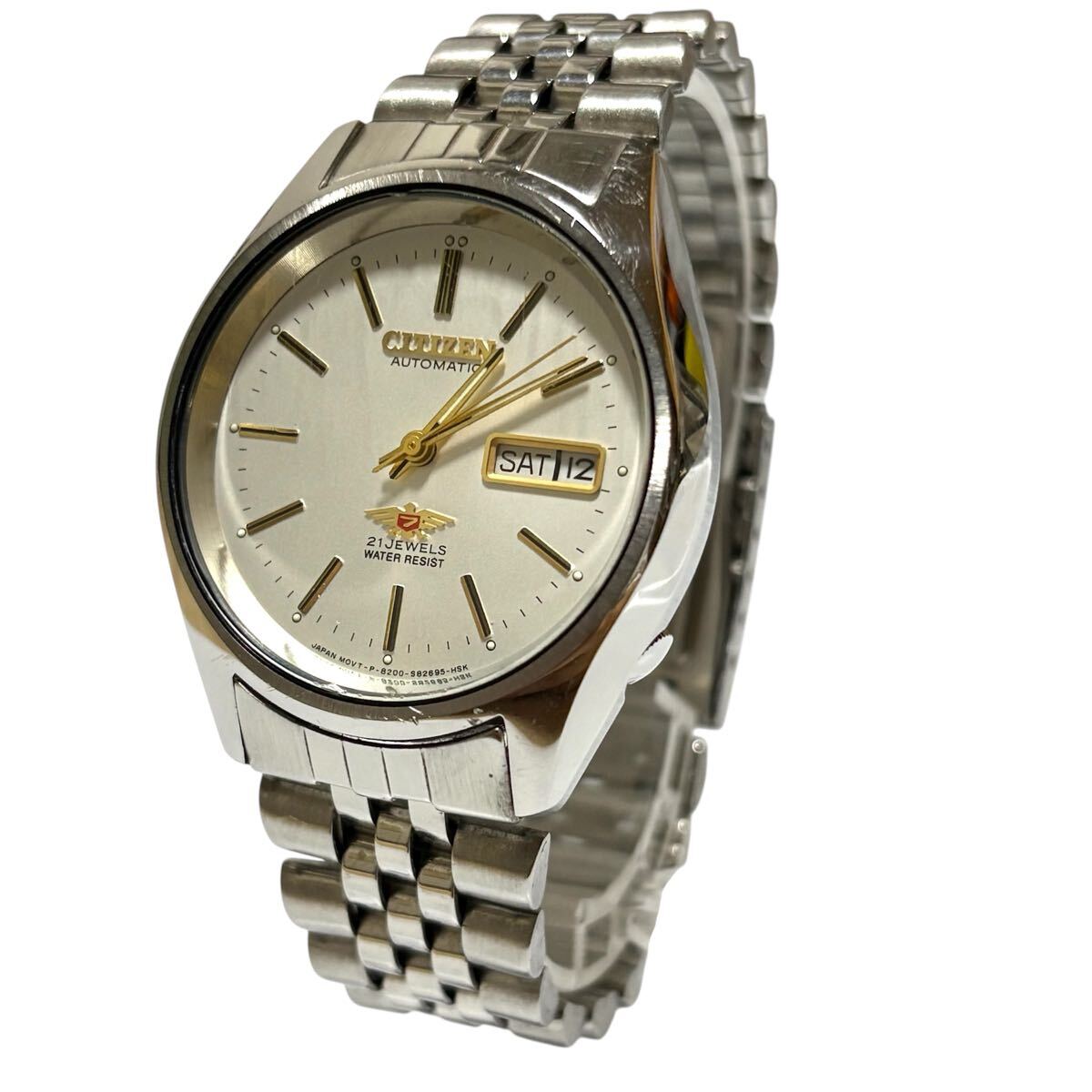 【稼働】CITIZEN シチズン 自動巻き デイデイト 4-039181 腕時計 21石 7 セブン 3針 白文字盤 純正ブレス ラウンド メンズ拍卖