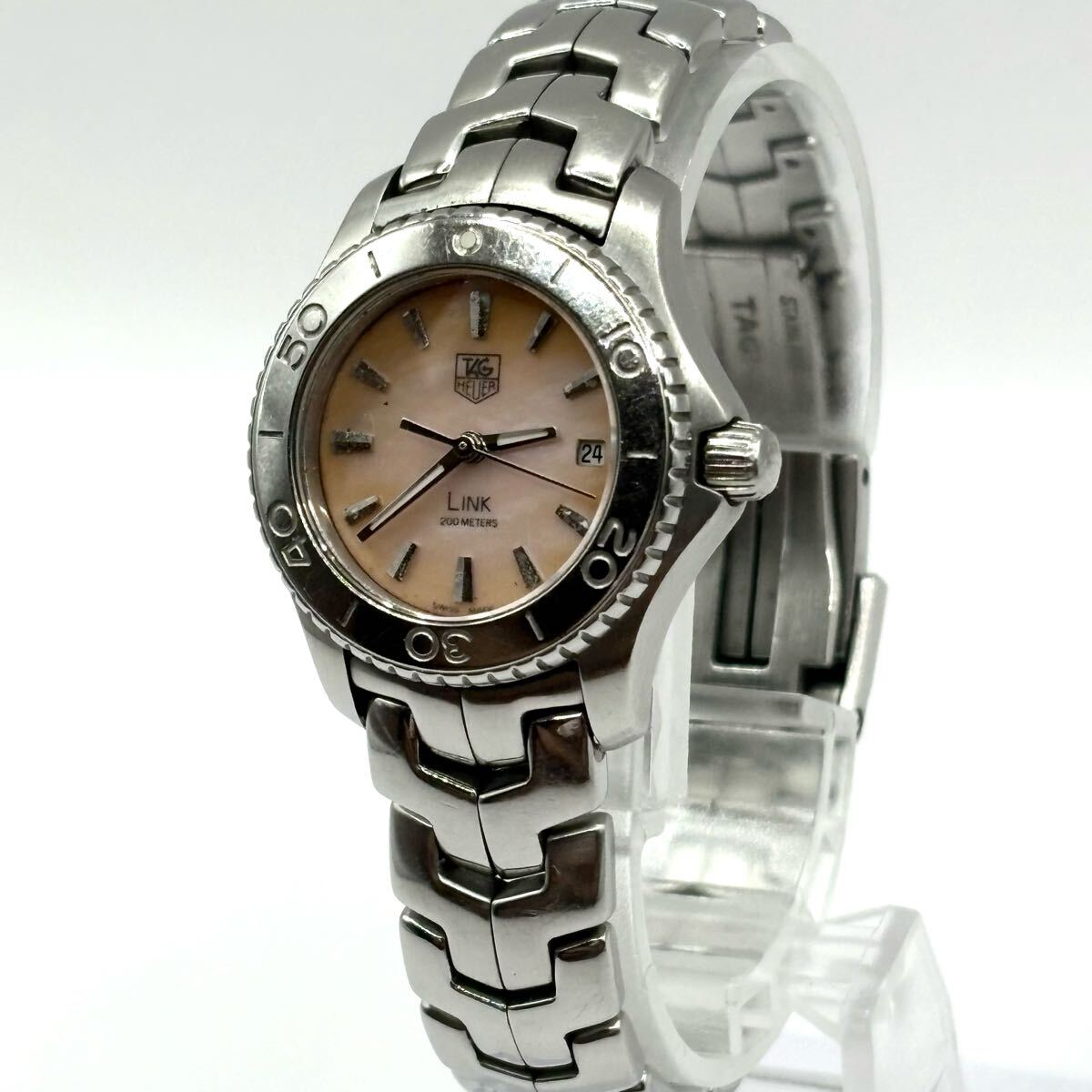 【稼働/新品電池】TAG HEUER タグホイヤー ピンク文字盤 WJ1315-1 LINK リンク QZ 200M デイト 腕時計 希少拍卖