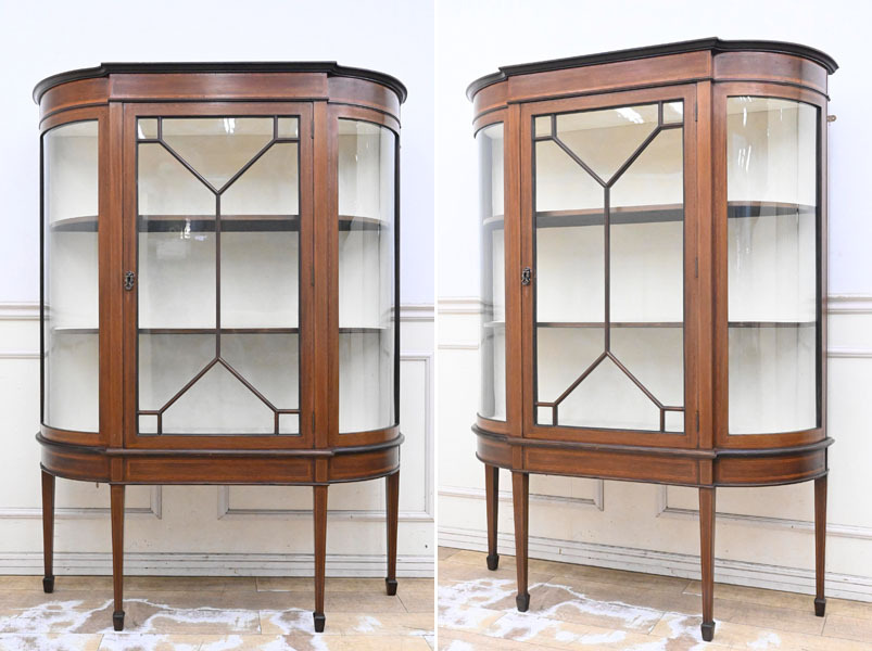 ID24 上級 アンティーク 英国 イギリス製 クラシック 本象嵌 飾り棚 キャビネット コレクションケース オブジェ リビングボード 洋酒ラック拍卖