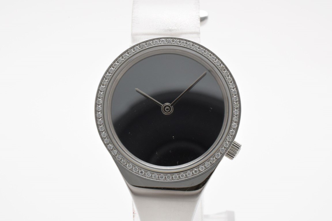 GEORGJENSEN ジョージジェンセン 000484 シルバー ラウンド バングルウォッチ 2針 石付き レディース クォーツ 腕時計拍卖