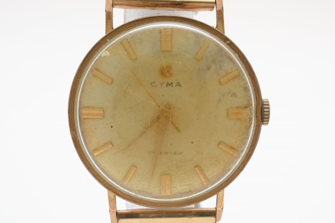 CYMA シーマ ゴールド ラウンド ゴールド文字盤 蛇腹ベルト 3針 レディース クォーツ 腕時計拍卖