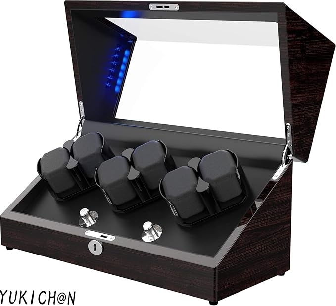 ワインディングマシーン ウォッチワインダー 腕時計自動巻き機 腕時計ケース 収納 腕時計ワンダー watch winder 静音設計 木柄 6本巻き拍卖