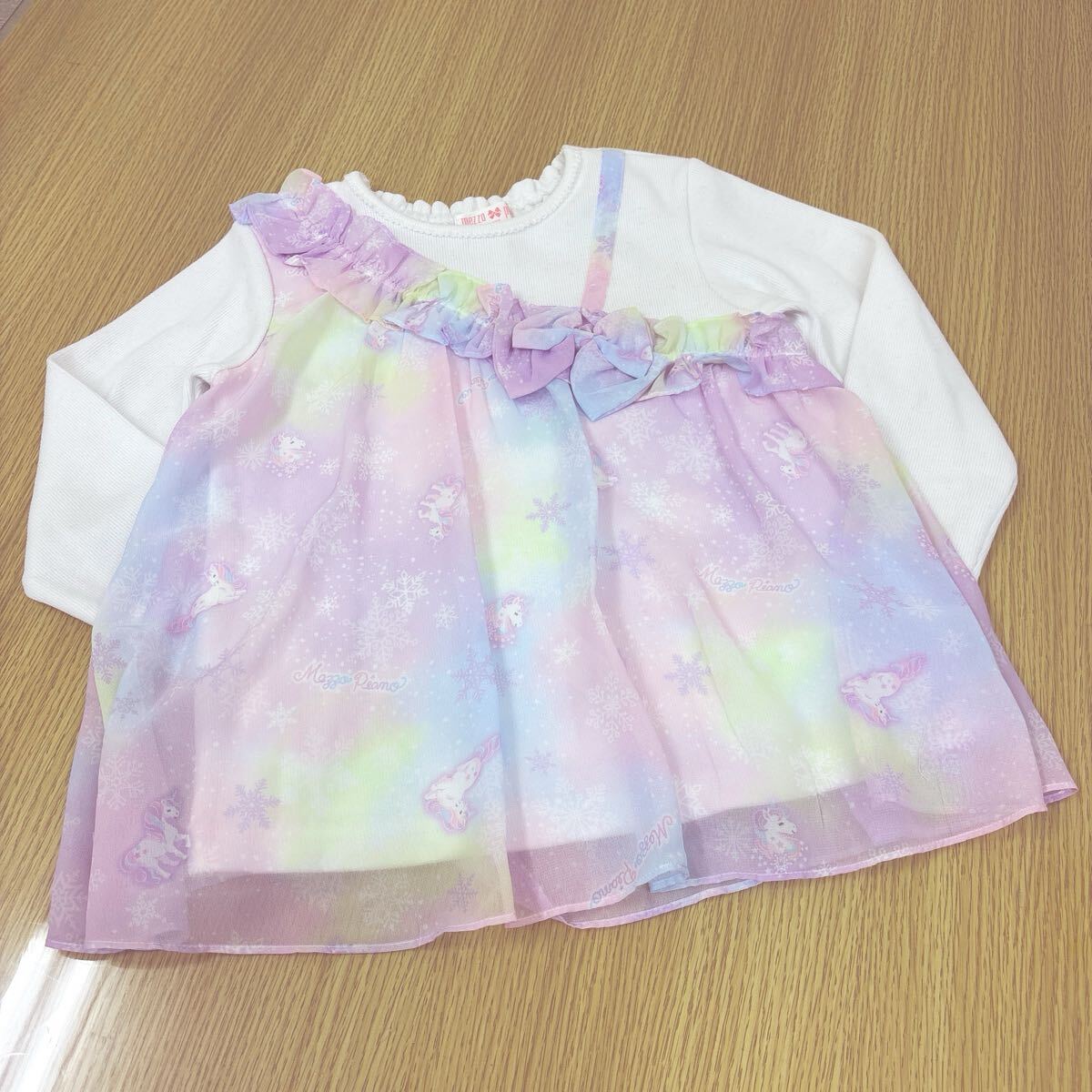 美品■mezzo piano■メゾピアノ 長袖 カットソー ホワイト系 130拍卖