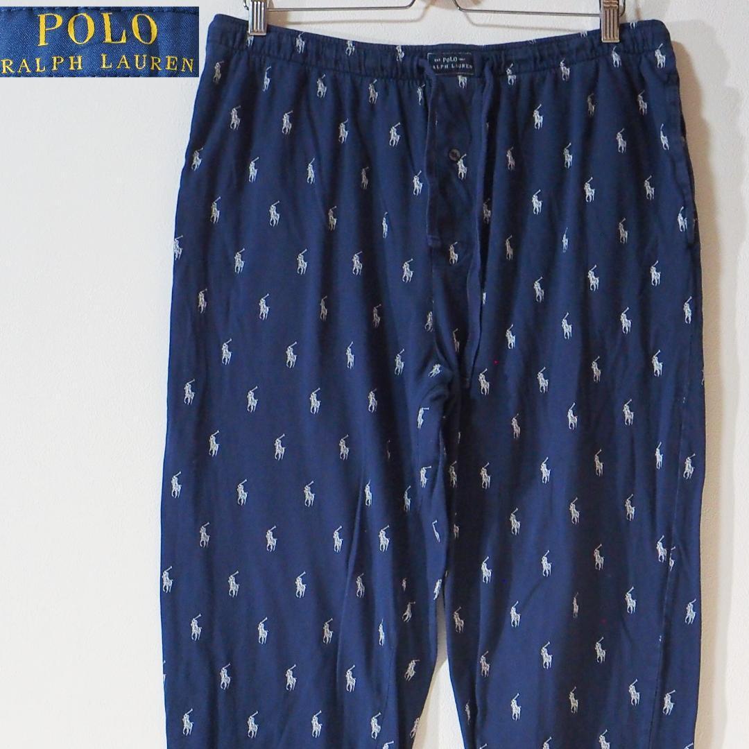 ポロラルフローレン POLO RALPH LAUREN ルームウェア スウェット スリープウェア 薄手 ホースロゴ ネイビー XL リラックスパンツ ゆったり拍卖