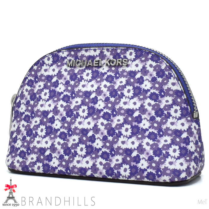 マイケルコース ポーチ レディース PVC フラワー パープル コスメティックケース 35S9STVT2R MICHAEL KORS ほぼ未使用拍卖