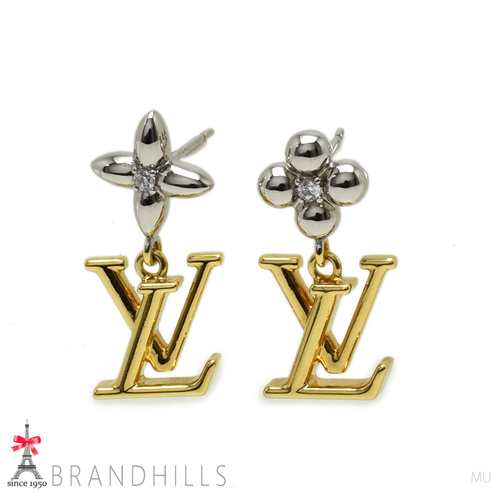 ルイヴィトン ピアス パンダント LV アイコニック フラワー ゴールド M01287 LOUIS VUITTON 極美品拍卖