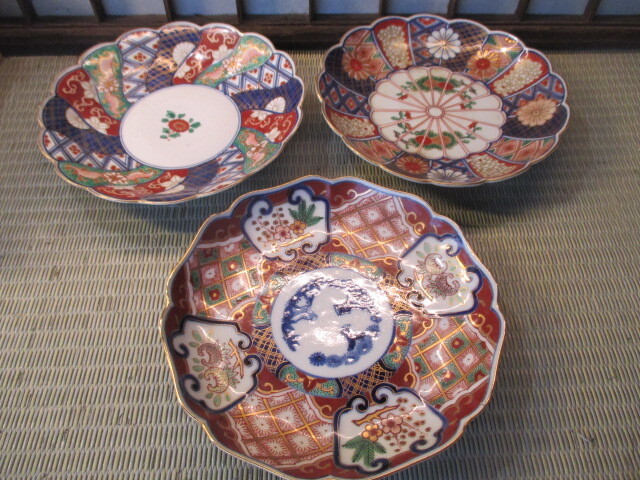 《和》 九谷焼 作家物 色絵金彩細密皿3客 1客ホツ・1客窯キズ 普段使い拍卖