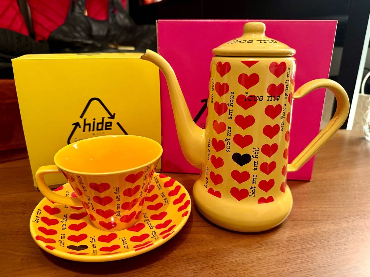 hide ホーローコーヒーポット ティーカップ セット イエローハート 新品拍卖