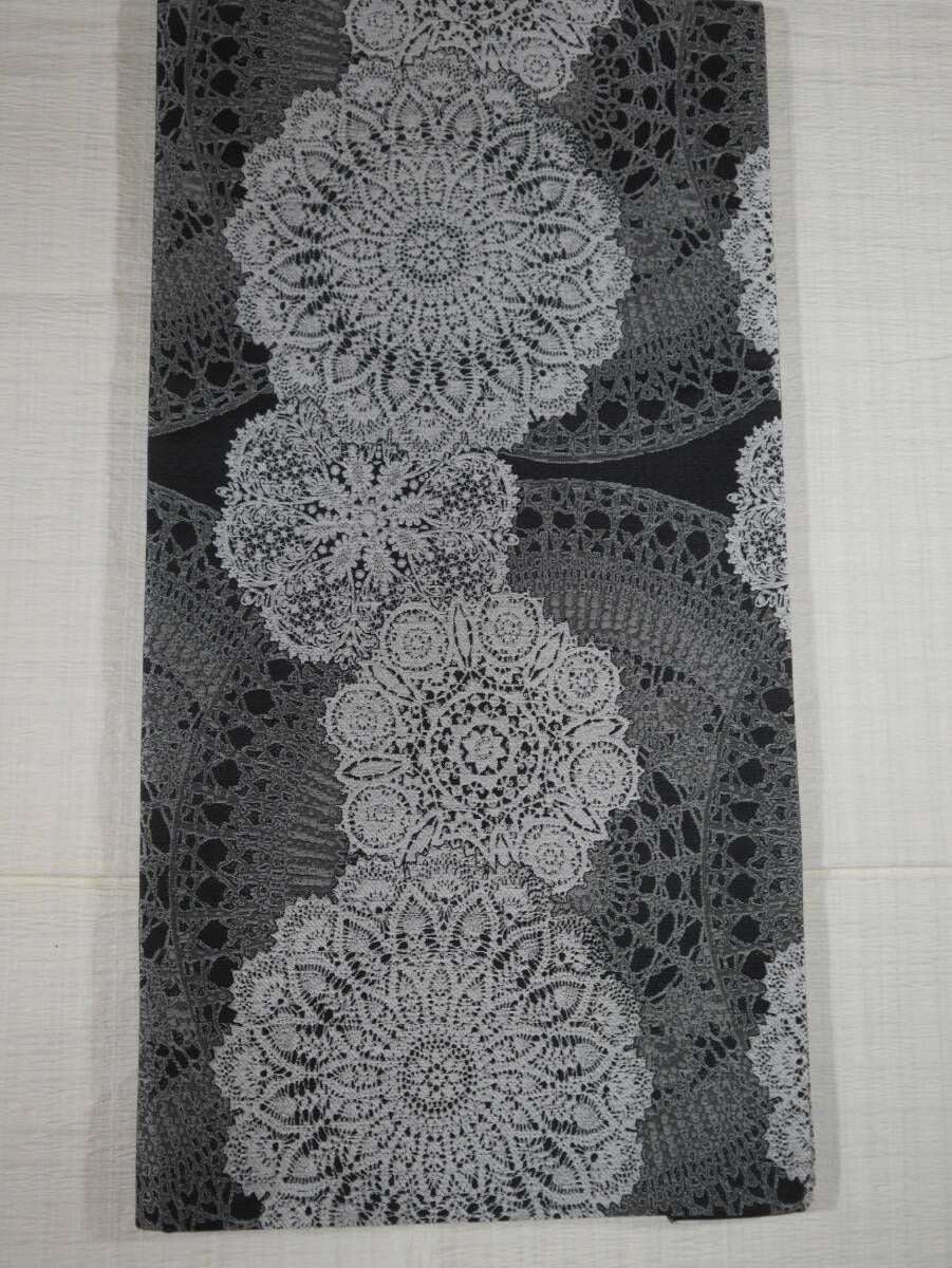 未仕立て新品 西陣織最高級袋帯 アンティークレース白華紋 全通柄 黒地 大光(株) 表地絹70% お仕立て代込み 送料無料拍卖