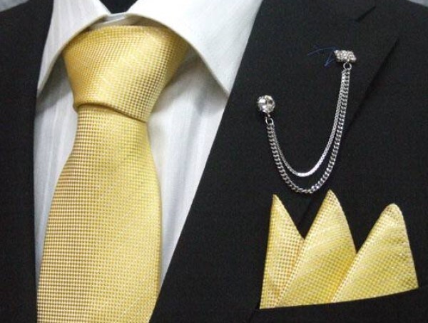 ラメ入りネクタイ ポケットチーフ付 イエロー シルク100% 日本製 結婚式 メール便可 PTT-202拍卖