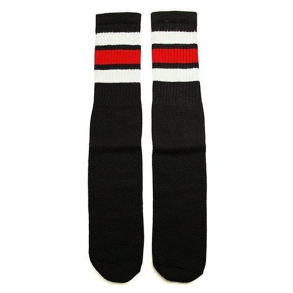 (3968) SkaterSocks ロングソックス 靴下 SK8 黒x白x赤拍卖