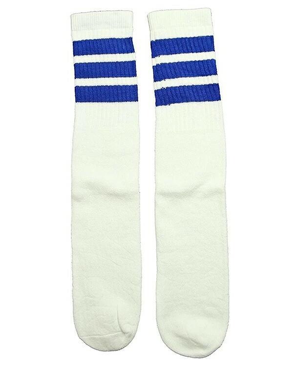(2733) SkaterSocks ロングソックス 靴下 スケボー 白x青拍卖