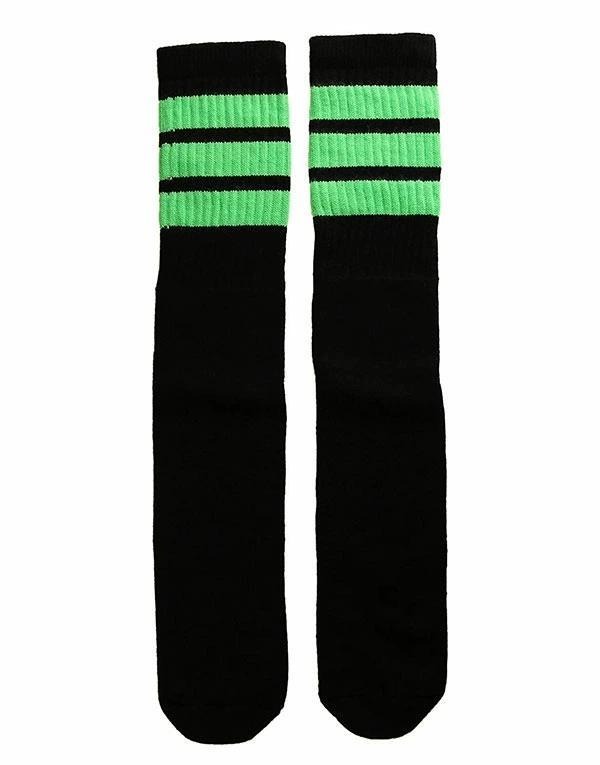 (4917) SkaterSocks ロングソックス 靴下 スケボー 黒x黄緑拍卖