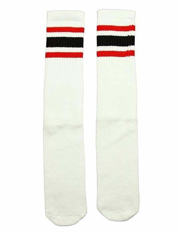 (3950) SkaterSocks ロングソックス 靴下 スケボー 白x赤x黒拍卖