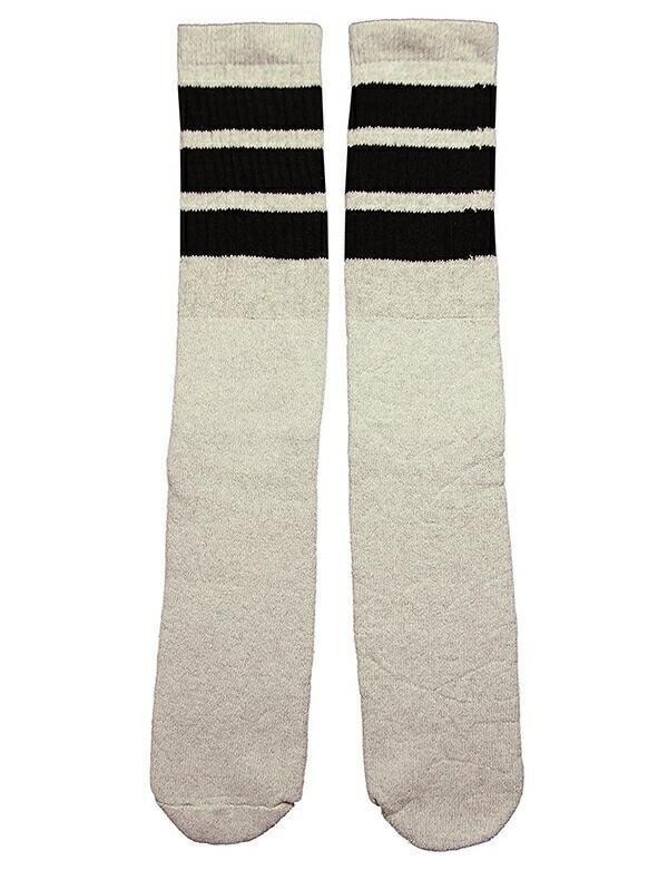 (3946) SkaterSocks ロングソックス 靴下 スケボー グレーx黒拍卖