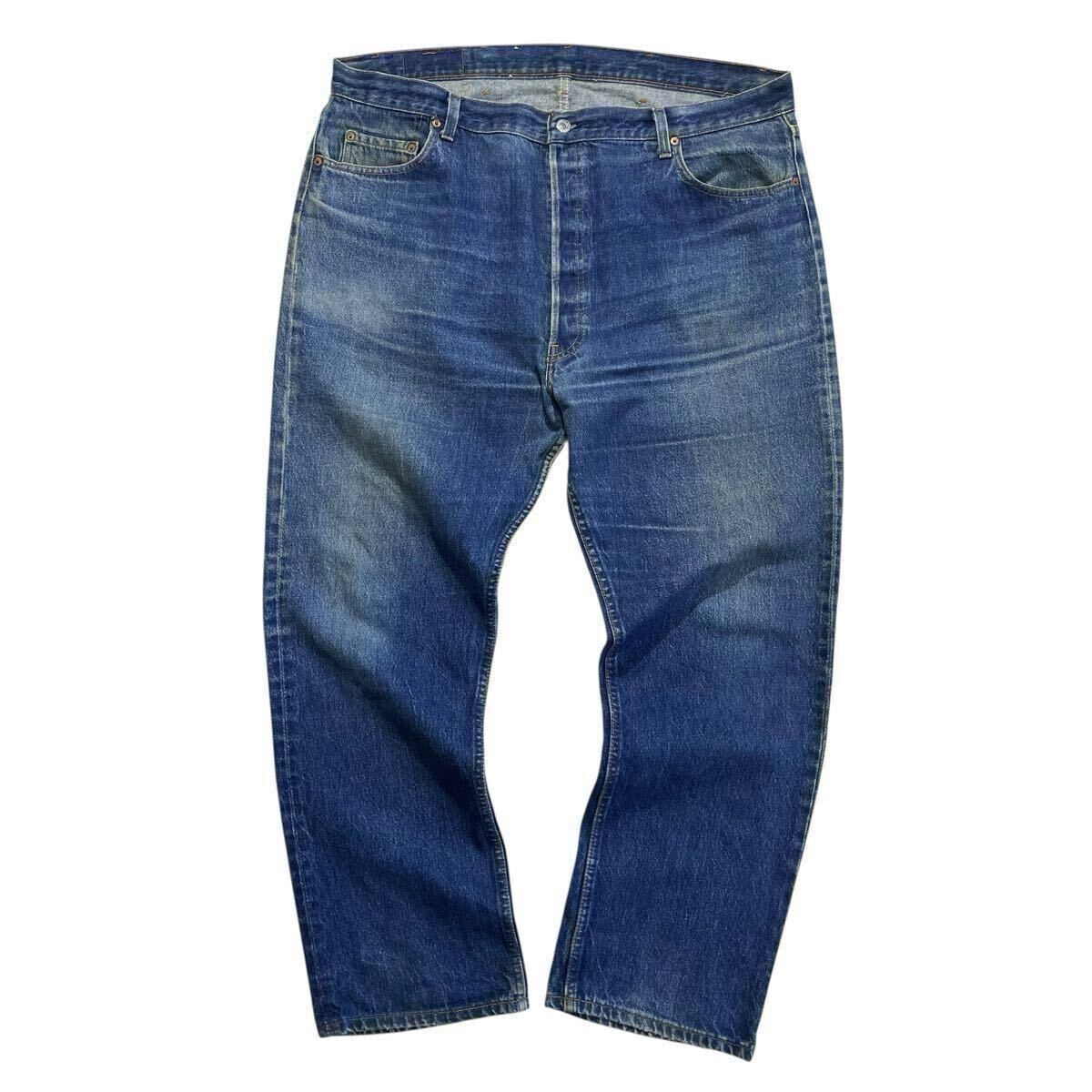 ヒゲ美色☆ビッグサイズ 80s USA製 Levis 501 W44L34 ビンテージ オリジナル リーバイス 501 デニムパンツ 大きいサイズ 赤文字 バナー拍卖