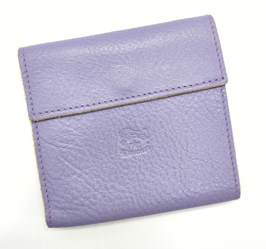 極美品 イルビゾンテ 二つ折り財布 パープル IL BISONTE拍卖