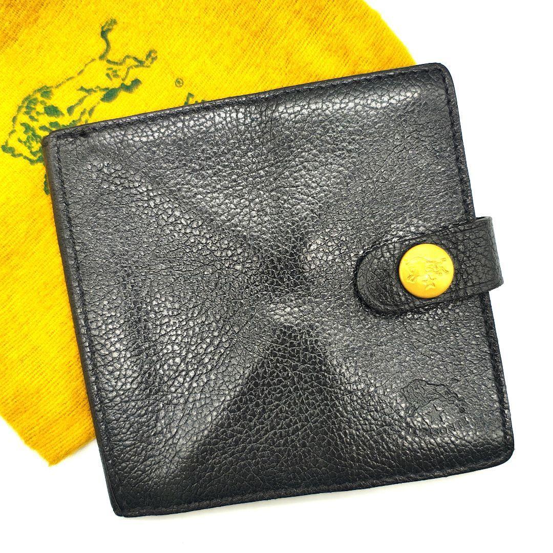 極美品 IL BISONTE イルビゾンテ 二つ折り財布 ブラック レザー拍卖