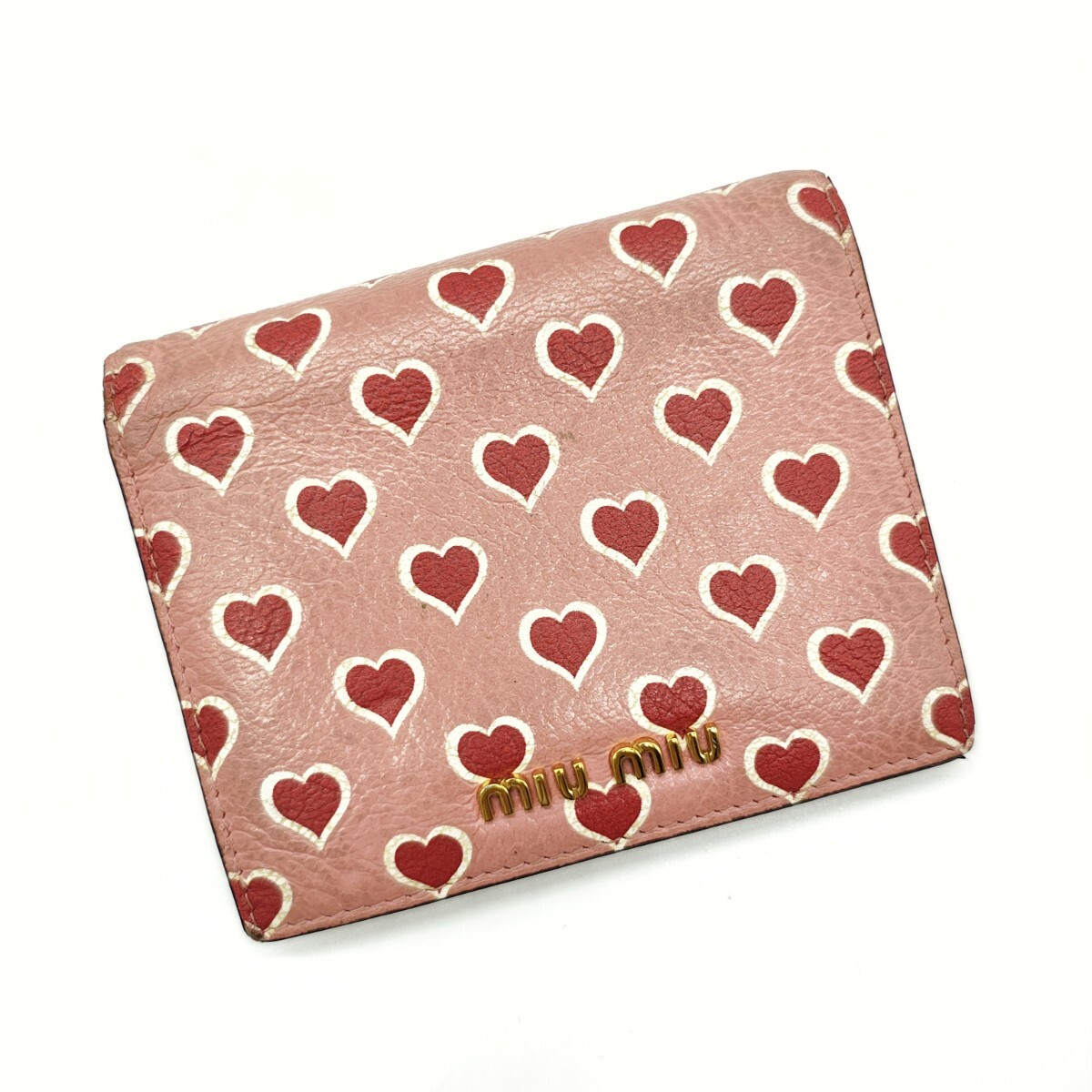 ミュウミュウ マドラス ハート 二つ折り財布 ピンク拍卖